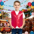 thumbnail image 2 of Boys Sequin Vest - Colorful Shiny Dance Vest for Boys - Party Costume for Girls and Boys,Color:Red,11-12 Years, 2 of 9