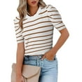 thumbnail image 3 of Women's Trendy Puff Sleeve Knit Top - Casual Tee Shirt Blouse, 3 of 11