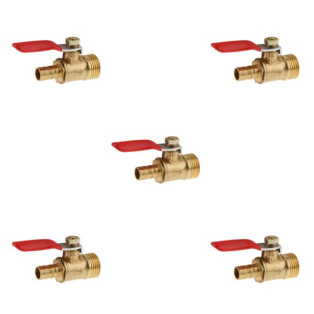 Thinsony Various Type Ball Valve Threaded Brass Valve Ball 3 interface 16mm 8mm Red 5Set