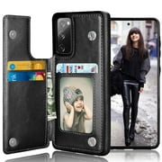 Samsung Galaxy S20 FE 5G / S20 Fan Edition Wallet Case Tiflook Minimalist PU Leather ID Cash Credit Card Holder Slots Magnetic Closure Flip Cover [Black]