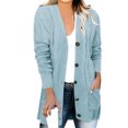 thumbnail image 4 of Aboser Women's Cable Knitted Cardigan Sweaters Casual Open Front Knitwear Warm Comfort Long Sleeve Coats Solid Slim Fit Outwear Coat, 4 of 5