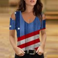 thumbnail image 2 of IROINNID 4th of July T-Shirt For Women Fashion Summer Casual Strapless Blouse Top V-Neck Women Tops Independence Day, 2 of 5