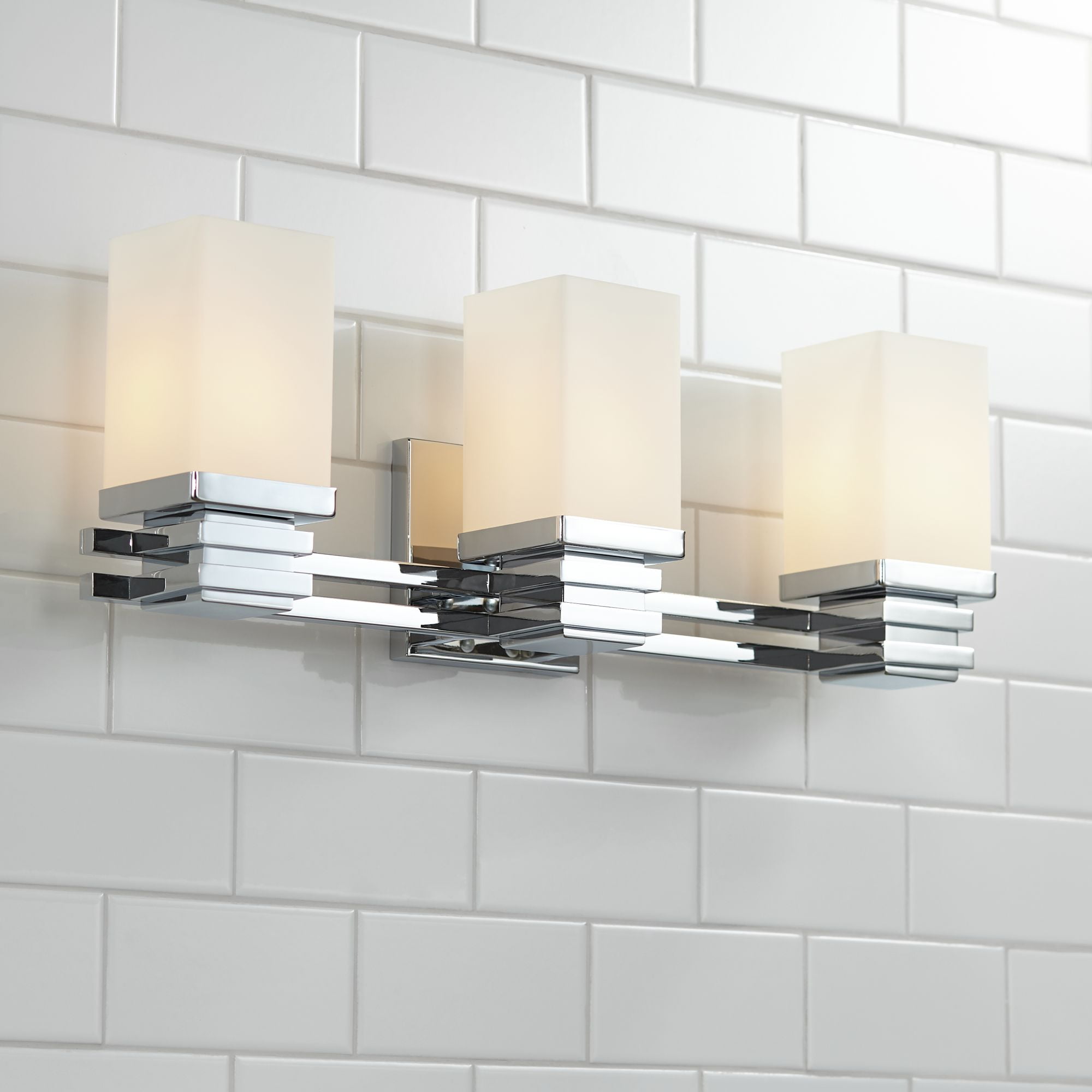 Possini Euro Design Modern Wall Light Chrome Hardwired 22 Wide 3