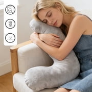 Seahorse Contoured Support Pillow, Soft Gray - Full-Body Pillow for Pregnancy, Back Pain Relief and Relaxation