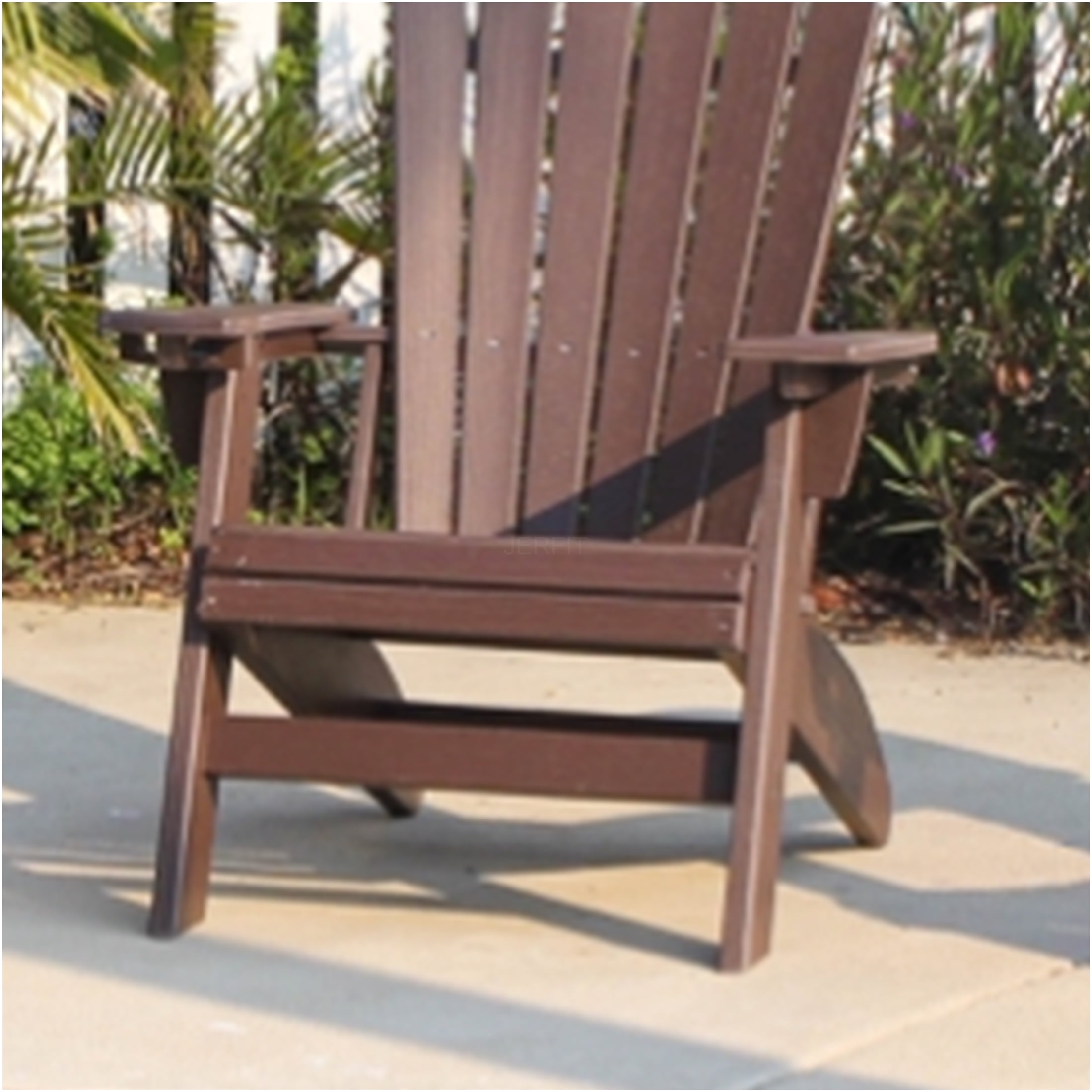 JERFIT Adirondack Chair, Outdoor Patio Chair with Cup Holder, All-Weather HDPE Poly Lumber, Brown, for Garden, Poolside, Deck