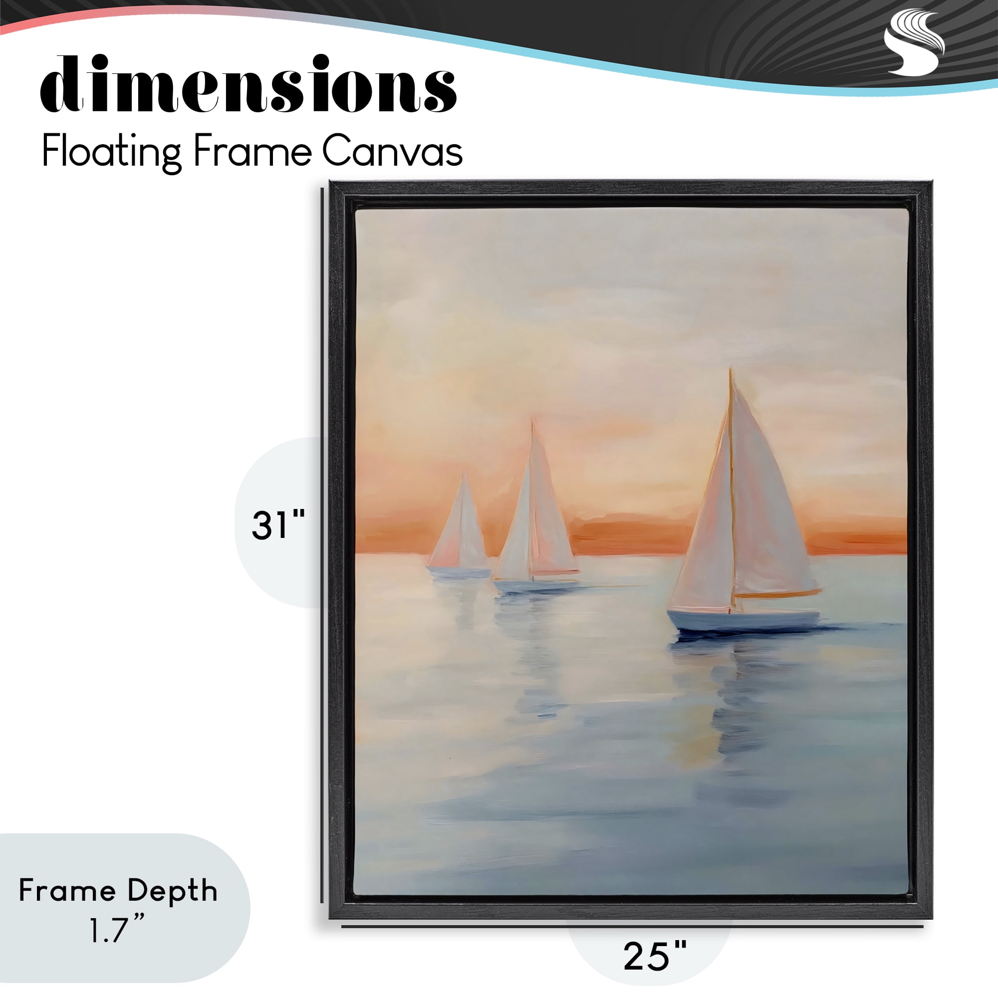 Stupell Industries Sunset Sailboats Over Calm Sea Black Framed Floater Canvas Wall Art, design by Creative Studio
