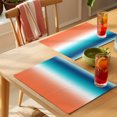 thumbnail image 4 of Orange Blue Teal Ombre Placemats Set of 4 Contemporary Abstract Gradient Place Mats Indoor Wipeable Table Mats Washable Cloth Dining Table Placemats for Kitchen Holiday Party Home Decor 13x19 Inch, 4 of 9