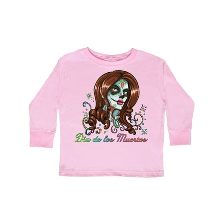 

Inktastic Día de los Muertos Woman in Sugar Skull Makeup Gift Toddler Boy or Toddler Girl Long Sleeve T-Shirt