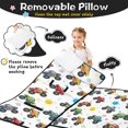 thumbnail image 3 of Monster Cartoon Truck White Pattern Teens Toddler Nap Mat with Pillow, Sleeping Mat Bag for Preschool Daycare 51"x22", 3 of 6