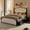 Black, variant on ANPOO Queen Wood Bed Frame with 51.2" Tall Tufted Headboard & Roman Column Design, Sturdy Platform Bed with 2 Drawers & LED Light & Wooden Slats Support, No Box Spring Needed, 1000 lbs Capacity