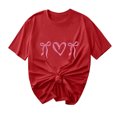 thumbnail image 2 of EchfiProm Womens T shirts Bow Print Graphic Tee Valentine Day Short Sleeve Summer Valentine Shirts for Women, 2 of 5