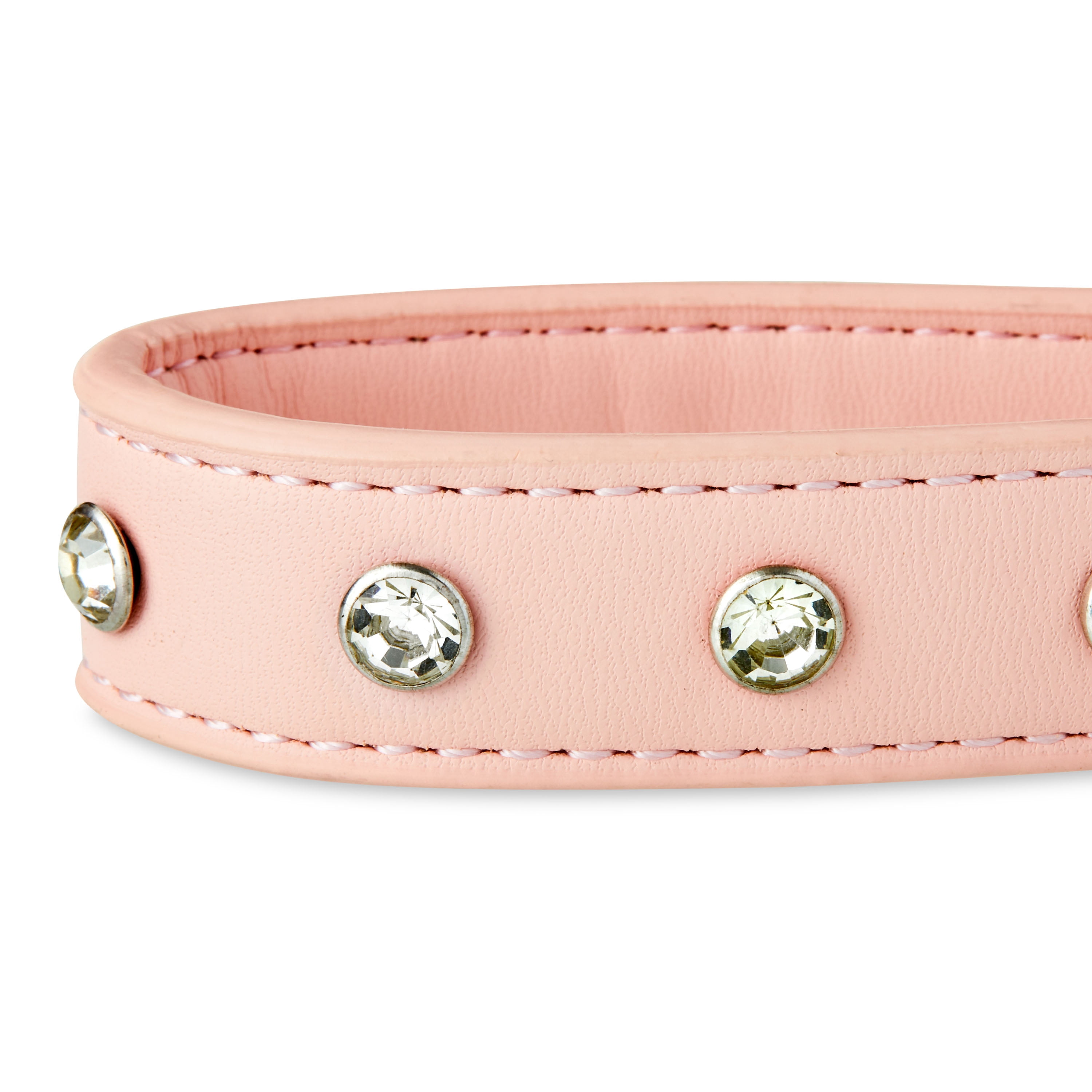 Vibrant Life Rhinestone Studded Adjustable Dog Collar, Pink, M