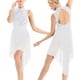 thumbnail image 3 of Vestido de gimnasia para mujer, Ballet, baile lírico, Swing, cuello Halter lírico, espalda descubierta, lentejuelas brillantes, leotardo de malla alto y bajo, 3 of 5