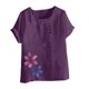 thumbnail image 4 of Vestidos Casuales Para Mujer, Blusas De Mujer De Moda Blusa informal de lino con cuello redondo, manga corta y botones para mujer, 4 of 4