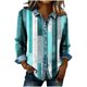 thumbnail image 3 of TaTaai Ladies Loose Long Sleeve Waffle Knit Top Button Denim Lapel All Over Print Fashion Casual Daily Top Gift, 3 of 5