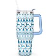 thumbnail image 2 of Blue Striped Deer Christmas Tree 40 Oz Tumbler with Handle Lid and Straw Stainless Steel Double Walled Vacuum Insulated Cup Merry Christmas Gifts Tumbler for Women Men Friends Outdoor Indoor, 2 of 6