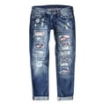 thumbnail image 1 of TSADFHJI Slip Skirt Long Womens Jeans Independence Day Print Ripped Pants Xxl Dark Blue, 1 of 4