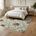 thumbnail image 3 of ODIKA 6'x9' Washable Area Rug Non-Slip, Chair-Friendly, Circle Semi Curved Romance Roses Foliage Ornamental Semicircle for Dining Room, Under Table, Office Décor, 3 of 7
