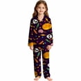 thumbnail image 4 of Kids Halloween Pajamas Size 11-12 Years Childrens Playful Sleepwear Long Sleeve Top and Pants Soft Homewear Pjs for Girls Dark Purple, 4 of 4