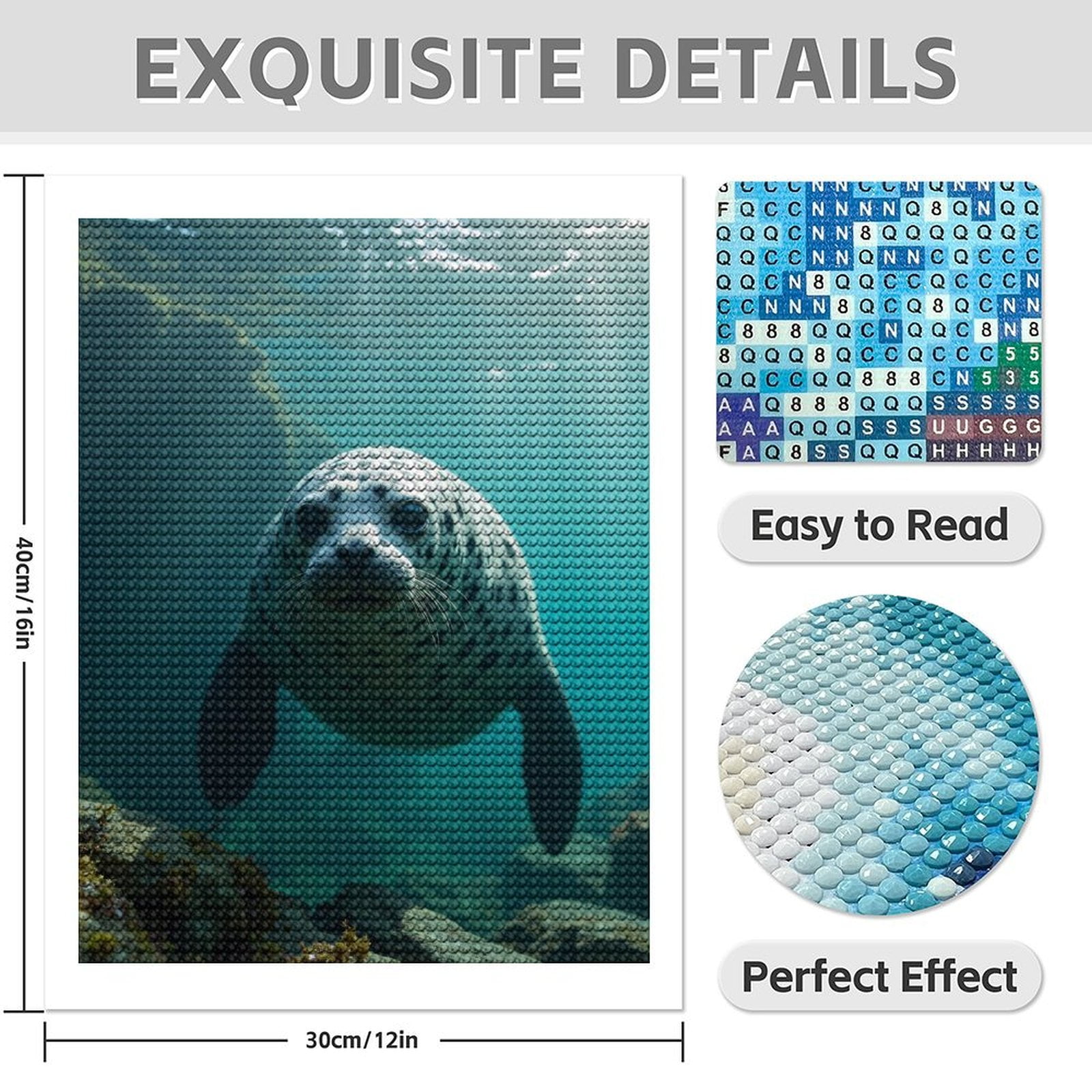 Diamond Art Kits for Adults - 5d Seal Underwater Ocean Scene Diamond Painting for Adults, Diamond Art for Adults Beginners, Diamond Painting Kits for Adults for Home Wall Decor