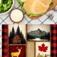 thumbnail image 3 of Amarainy Rustic Cabin Bear Deer And Maple Leaf Plaid Design Linen Table Mats Set Of 4 For Home Kitchen Table Decor 12x18 inch, 3 of 5
