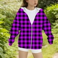 thumbnail image 5 of BFHHYA Girls' Plaid Print Sweatshirt Jacket Kid Tween Oversized Hoodie Zip-Up Drop Shoulder Sweatshirt with Pockets (4-15 Years), 5 of 5