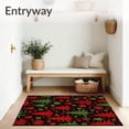 thumbnail image 3 of ODIKA 2'x3' Machine Washable Non-Slip Area Rug, Evergreen Holiday Tree Motif with Snowflake Accents in Festive Style High Traffic Rug with Pad, Red, 744208, 3 of 8