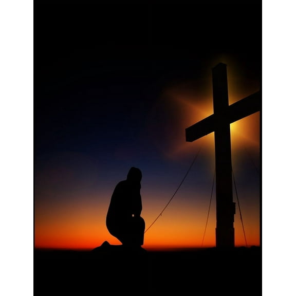 Prayer at the Cross Christian Inspirational Notebook: 100 Pages 8.5" X 11" Wide Ruled Line Paper, (Paperback)