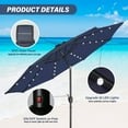 thumbnail image 2 of Simple Deluxe 9' Solar 32 LED Lighted Patio Umbrella Outdoor Table Market Umbrellas with Push Button Tilt/Crank for Garden, Deck, Backyard and Pool, Dark Blue, 2 of 7