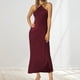 thumbnail image 2 of Vestido de noche de satén para mujer tallas grandes - Elegante cuello en V, diseño en la cintura, vestido de fiesta para bodas - Tallas XS-L, tejido con brillo lujoso, 2 of 5