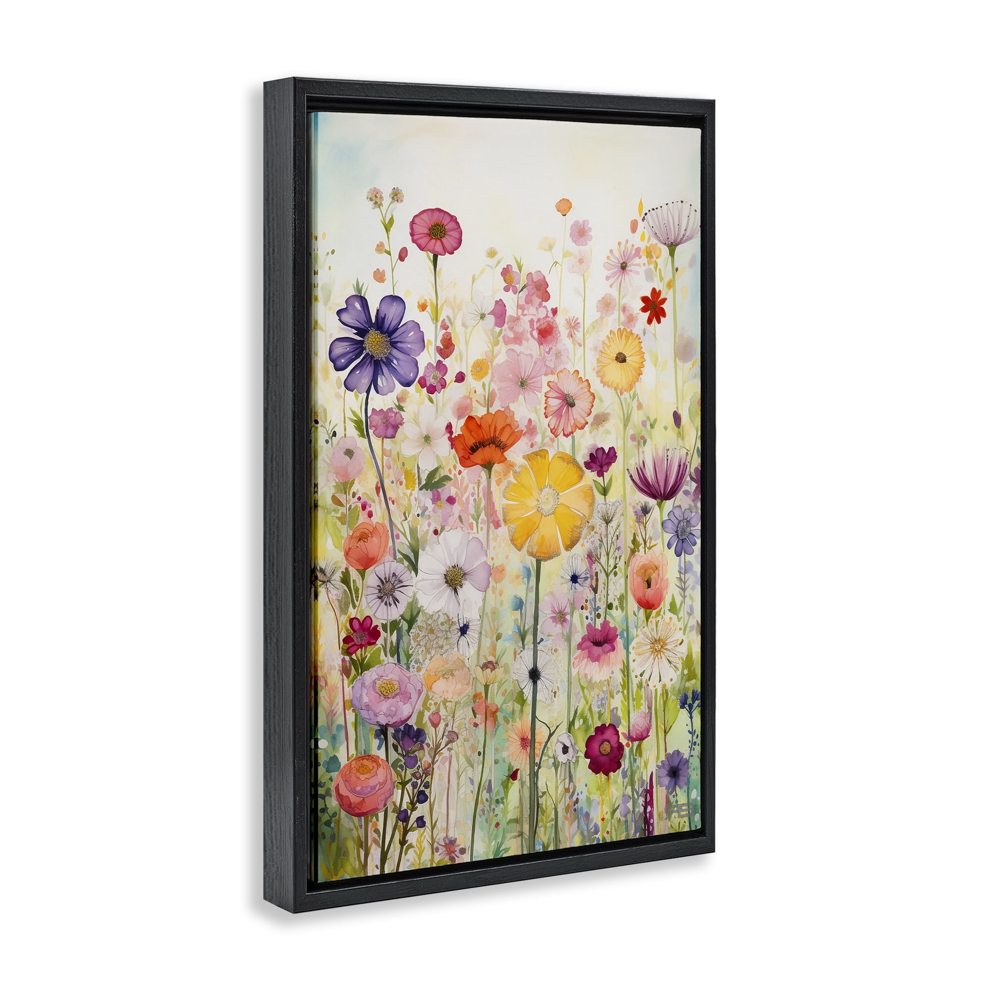 Stupell Industries Bright Flower Garden Botanical & Floral Painting Black Floater Framed Art Print Wall Art, 21 x 31