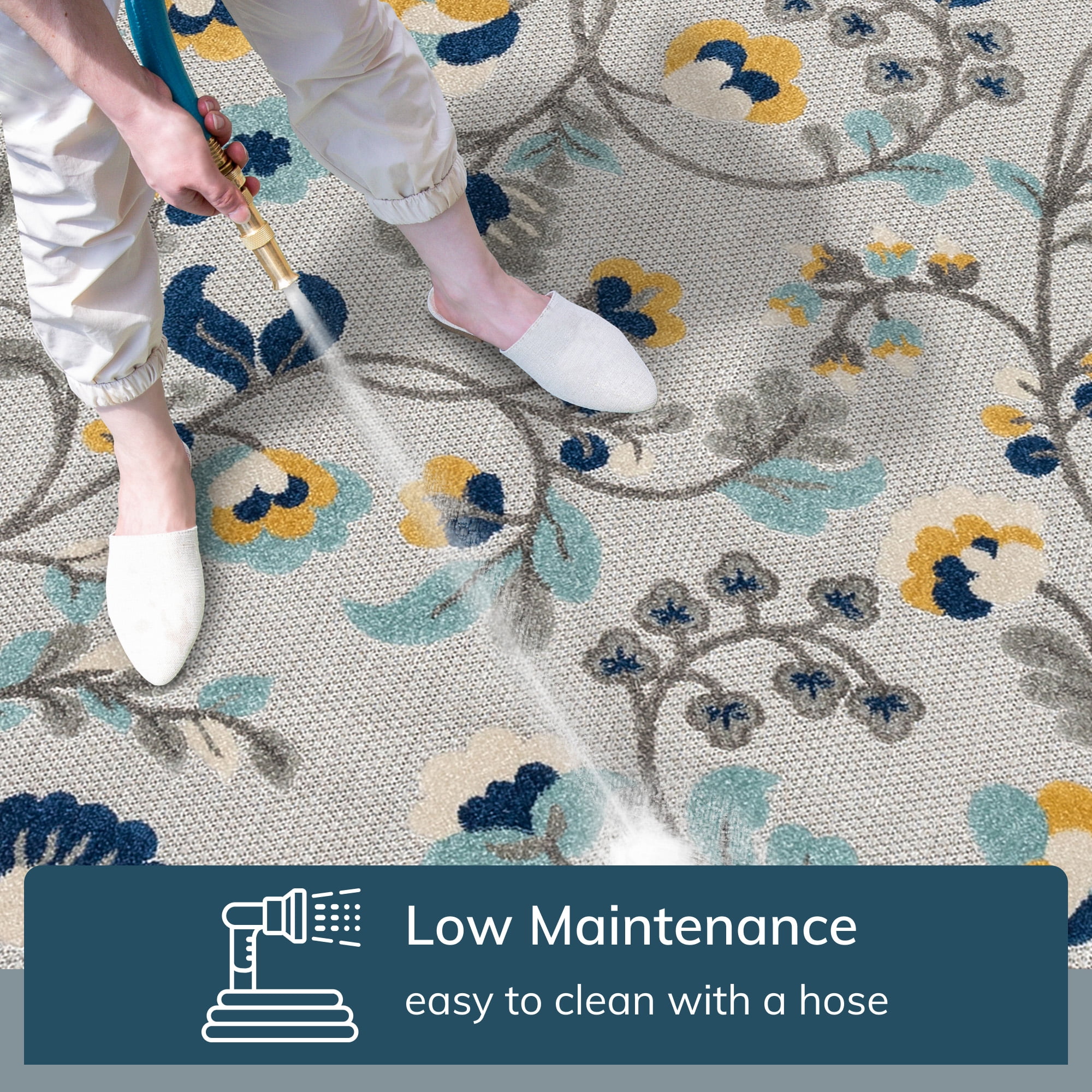 Well Woven Dorado Neveh Modern Floral Blue Indoor/Outdoor High-Low Pile 2'7" x 9'10" Runner Rug