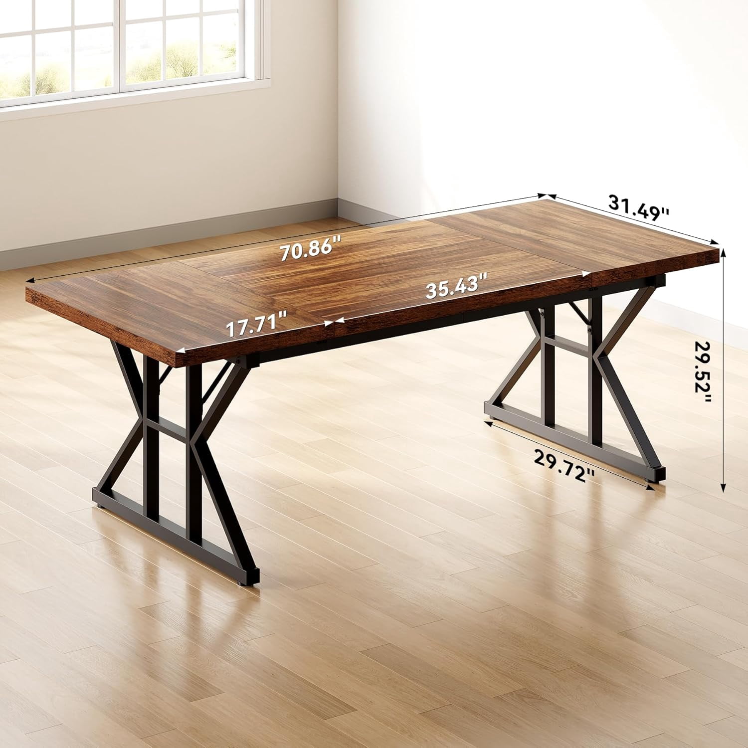 Tribesigns 70.9-Inch Executive Office Desk, Large Computer Work Desk for Home Office (Brown & Black)