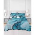 thumbnail image 3 of Turquoise Modern King Size Down Alternative Comforter, Lightweight Comforter Quilt Bedding Set with Pillow Shams Teal Grey Marble Textured All Seasons Bed Comforter Duvet Insert 96"x106", 3 of 7