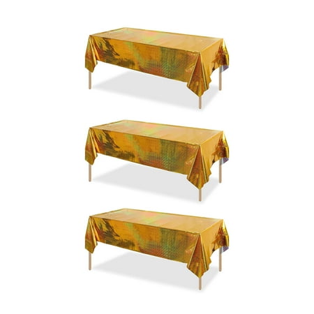 

AUQ 3Pcs Table Cloth Rainbow Laser Effect Table Cover Premium Aluminum Foil Table Covers 137*274CM Style4