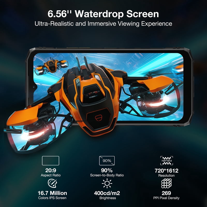 DOOGEE Blade10 Pro Rugged Phone,10.7mm Ultra-Thin,30GB+256GB/TF 2TB,6.56”HD+90Hz Rugged Smartphone,5150mAh Android 15,50MP+8MP Camera,NFC/Face ID/IP68/IP69K/3 Card Slot
