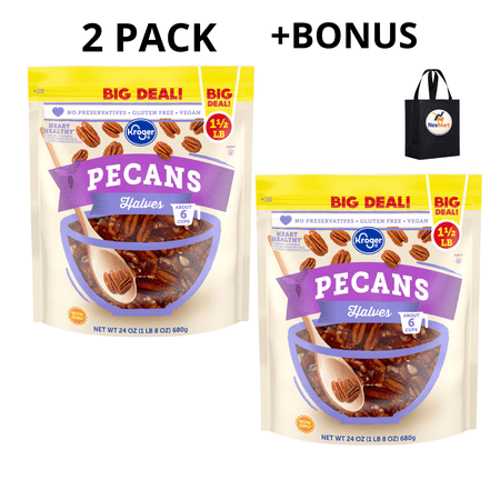 KG Pecan Halves No Preservatives Gluten-Free Vegan 24 oz 2 Pack + Bonus