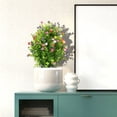 thumbnail image 4 of Arreglo floral artificial de camelia y plantas verdes: simulación primaveral realista para la decoración del hogar, centro de mesa floral artificial que no necesita riego para la sala de estar, la, 4 of 6