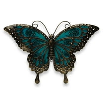G128 Butterfly Metal Wall Art Decor | Black and Green Butterfly Indoor Outdoor Wall Art Hanging Decor for Bedroom, Living Room, Garden, Patio