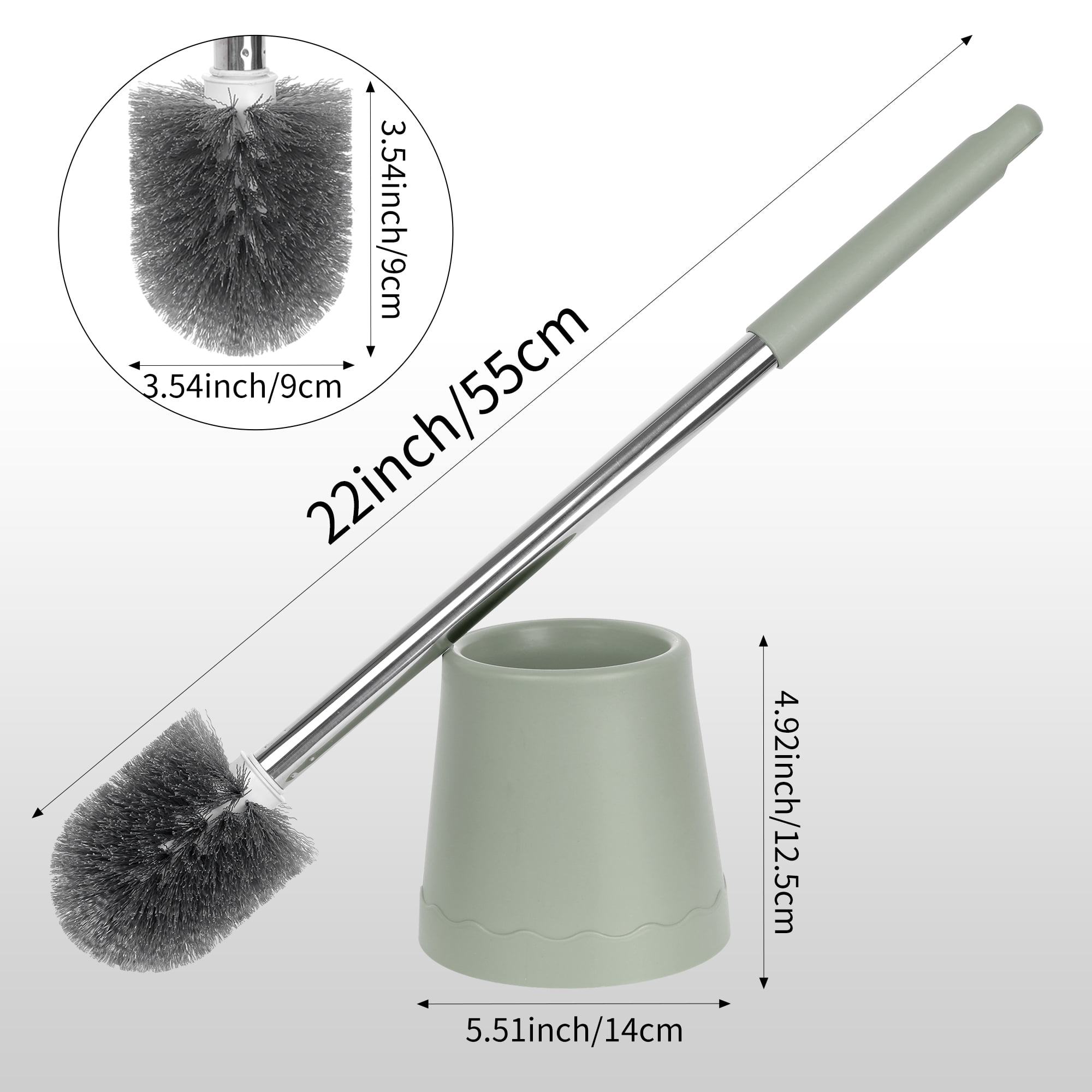 Unique Bargains Toilet Brush Round Head Stainless Steel Handle Green 1 Pc