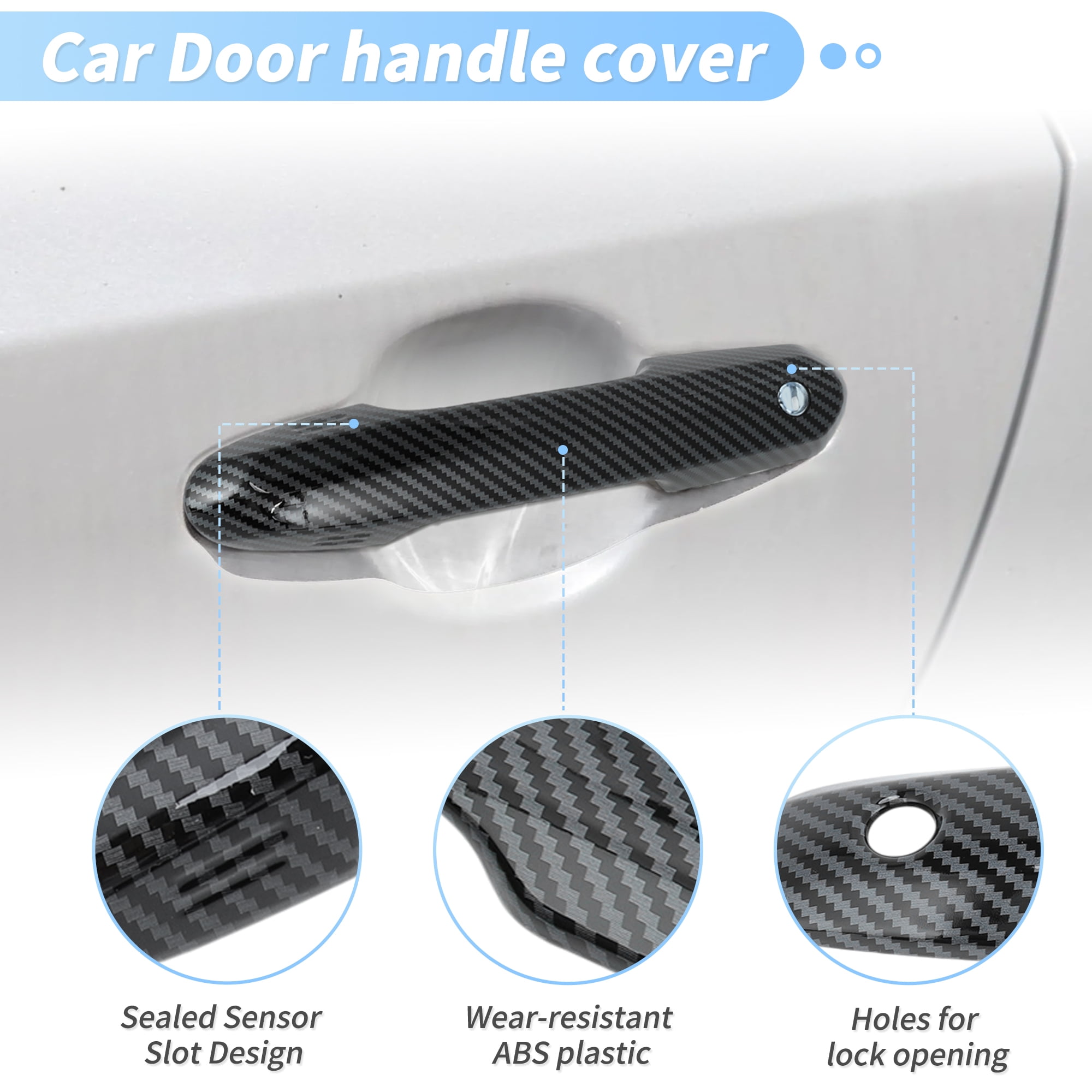 Unique Bargains ABS Car Handle Cover Black for Toyota Rav4 Highlander 2020-2024