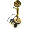 thumbnail image 4 of Antique Brass Candlestick Phone Replica Electronic Corded Rotary Dial Phone Home Decor Swan Electric Bell Telephone, 4 of 4