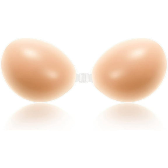 Adhesive bra reusable strapless silicone top push invisible beige thick bra, suitable for backless dresses