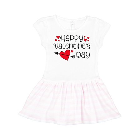 

Inktastic Happy Valentines Day red hearts and arrow Gift Toddler Girl Dress