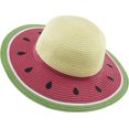 thumbnail image 1 of Sombreros de paja de sandía roja para niñas, sombrero de verano para niños para viajes en la playa, senderismo, 1 of 5