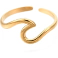 thumbnail image 3 of 2 Anillos de puño con forma de ola marina chapados en oro de 18 quilates, anillos abiertos, anillo de nudillo personalizado para mujer, joyería delicada y moderna, talla 7 (17,9 mm)., 3 of 4