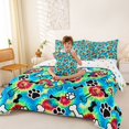 thumbnail image 4 of Homewish Dog Paw Prints 7pcs Queen Bedding,Retro Hippie Pet Bedding Comforter Set Queen,Green Blue,Polkadot Reversible, 4 of 8