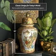 thumbnail image 4 of Red Lantern 32" Satsuma Peacock Porcelain Temple Jar, 4 of 7