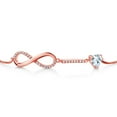 thumbnail image 3 of Gem Stone King 18K Rose Gold Plated Silver Infinity Bracelet for Women with Heart Aquamarine and Moissanite (0.86 Cttw, Box Chain Fully Adjustable up to 9 inch), 3 of 6