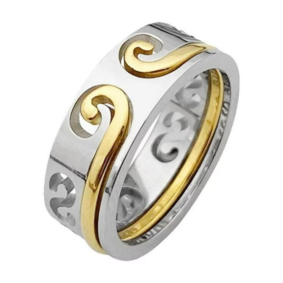PAMTIER Men's Stainless Steel Sun Wukong Monkey King Golden Hoop Amulet Ring Wedding Band Gold Size 7